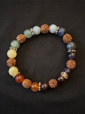 harmonia precious stone and lava rock chakra bracelet
